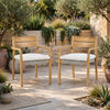 Arina Outdoor Dining Chair Set of 2 | Padded Seat | Gray Wicker | Brown