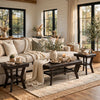 Gary 3pc Coffee Table & End Table Set | Open Shelf | Chevron Top | Brown