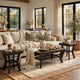 Gary 3pc Coffee Table & End Table Set | Open Shelf | Chevron Top | Brown