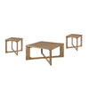 Sewy 3pc Coffee Table & End Table Set | Square Top | Crisscross Base | Brown