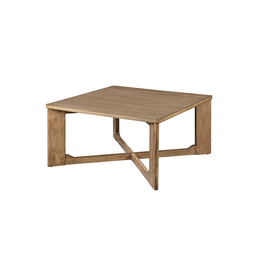 Sewy 3pc Coffee Table & End Table Set | Square Top | Crisscross Base | Brown