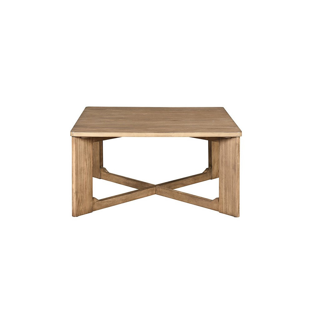 Sewy 3pc Coffee Table & End Table Set | Square Top | Crisscross Base | Brown