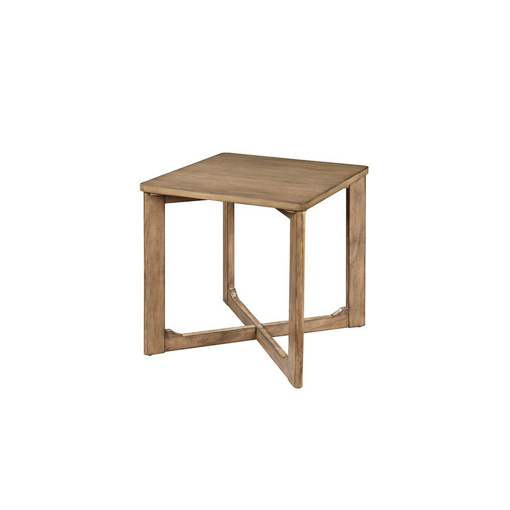 Sewy 3pc Coffee Table & End Table Set | Square Top | Crisscross Base | Brown
