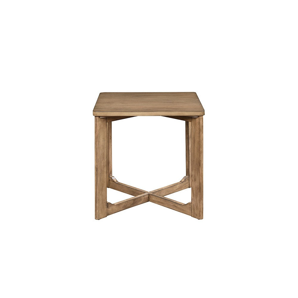Sewy 3pc Coffee Table & End Table Set | Square Top | Crisscross Base | Brown
