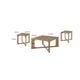 Sewy 3pc Coffee Table & End Table Set | Square Top | Crisscross Base | Brown