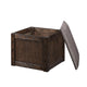 Pax 5pc Coffee Table w 4 Storage Ottoman | Gray Polyester Seat | Brown Wood