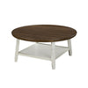Ethy 3pc Round Coffee Table & End Table Set | Lower Shelf | Brown & White