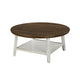 Ethy 3pc Round Coffee Table & End Table Set | Lower Shelf | Brown & White