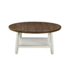 Ethy 3pc Round Coffee Table & End Table Set | Lower Shelf | Brown & White