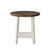 Ethy 3pc Round Coffee Table & End Table Set | Lower Shelf | Brown & White
