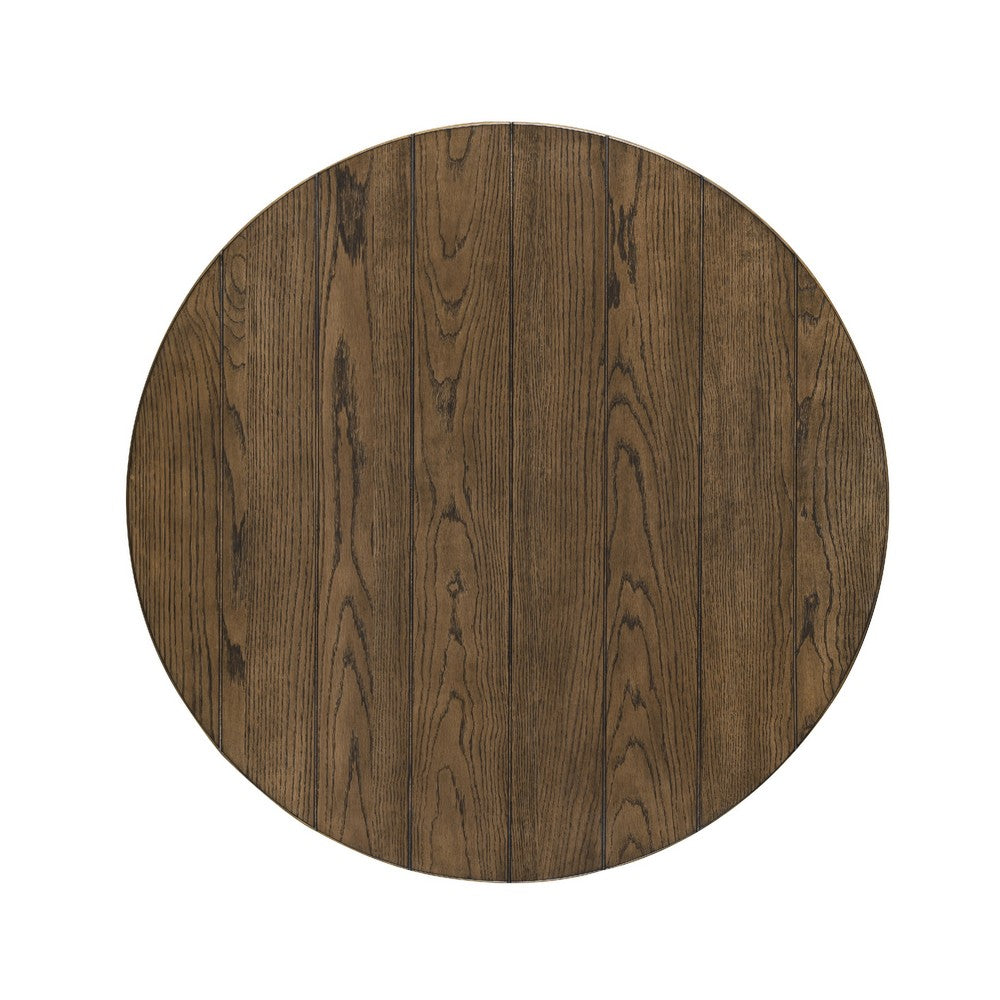 Ethy 3pc Round Coffee Table & End Table Set | Lower Shelf | Brown & White