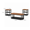 Dany 3pc Coffee Table & End Table | Lower Shelf | Brown Top & Black Base