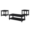 Jade 3pc Coffee Table & End Table | Slatted Shelf | Distress Black Bun Legs