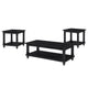 Jade 3pc Coffee Table & End Table | Slatted Shelf | Distress Black Bun Legs