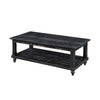 Jade 3pc Coffee Table & End Table | Slatted Shelf | Distress Black Bun Legs