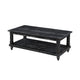 Jade 3pc Coffee Table & End Table | Slatted Shelf | Distress Black Bun Legs