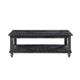 Jade 3pc Coffee Table & End Table | Slatted Shelf | Distress Black Bun Legs