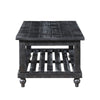 Jade 3pc Coffee Table & End Table | Slatted Shelf | Distress Black Bun Legs