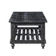 Jade 3pc Coffee Table & End Table | Slatted Shelf | Distress Black Bun Legs