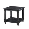 Jade 3pc Coffee Table & End Table | Slatted Shelf | Distress Black Bun Legs