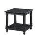Jade 3pc Coffee Table & End Table | Slatted Shelf | Distress Black Bun Legs