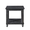 Jade 3pc Coffee Table & End Table | Slatted Shelf | Distress Black Bun Legs