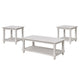Jade 3pc Coffee Table & End Table | Slatted Shelf | Distress White Bun Legs