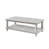 Jade 3pc Coffee Table & End Table | Slatted Shelf | Distress White Bun Legs