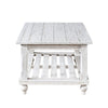 Jade 3pc Coffee Table & End Table | Slatted Shelf | Distress White Bun Legs