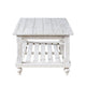 Jade 3pc Coffee Table & End Table | Slatted Shelf | Distress White Bun Legs