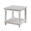 Jade 3pc Coffee Table & End Table | Slatted Shelf | Distress White Bun Legs