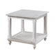 Jade 3pc Coffee Table & End Table | Slatted Shelf | Distress White Bun Legs