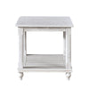 Jade 3pc Coffee Table & End Table | Slatted Shelf | Distress White Bun Legs