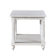 Jade 3pc Coffee Table & End Table | Slatted Shelf | Distress White Bun Legs