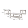 Jade 3pc Coffee Table & End Table | Slatted Shelf | Distress White Bun Legs