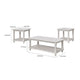 Jade 3pc Coffee Table & End Table | Slatted Shelf | Distress White Bun Legs