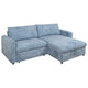 Fina Loveseat w Pop Up Sleeper | Storage Chaise | Foam Fill Blue Polyester