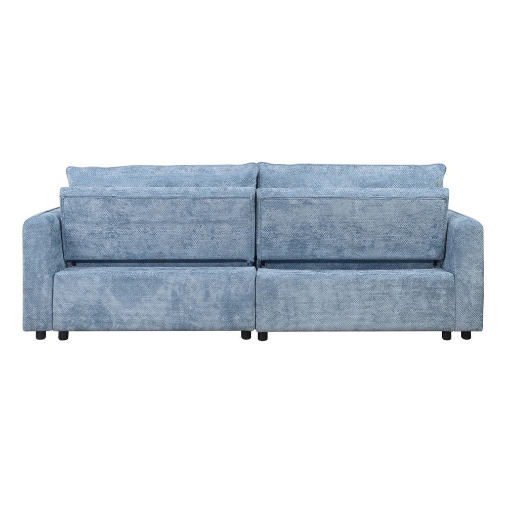Fina Loveseat w Pop Up Sleeper | Storage Chaise | Foam Fill Blue Polyester