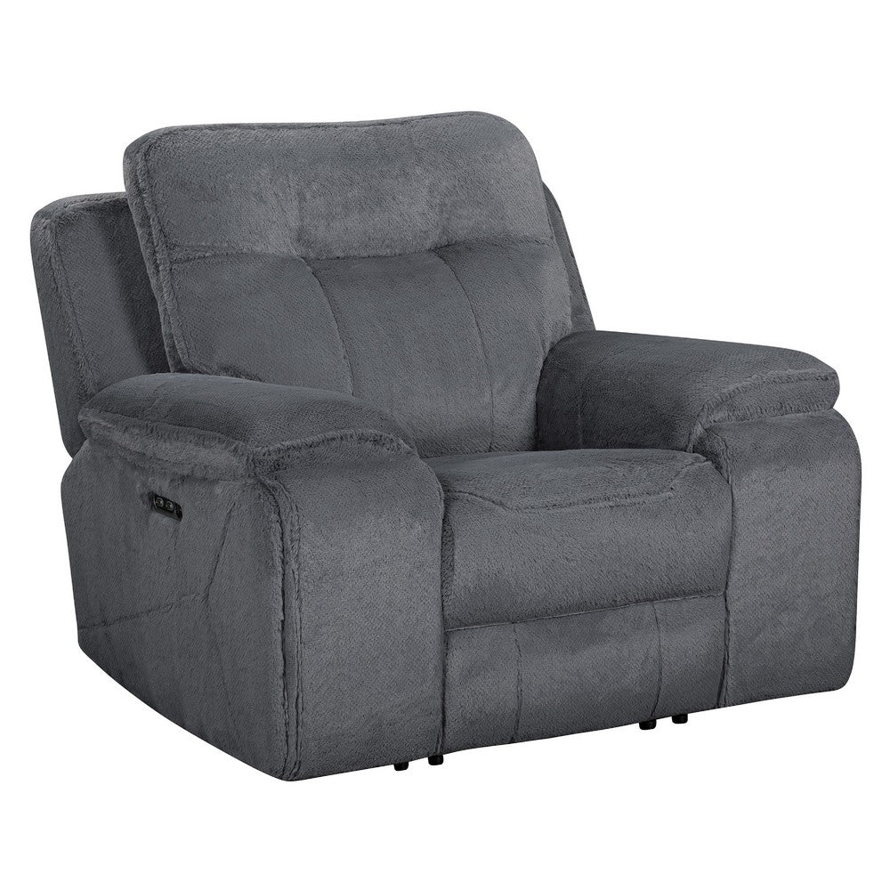 Ted Power Recliner Chair | USB & Cupholders | Cloud Gray Polyester