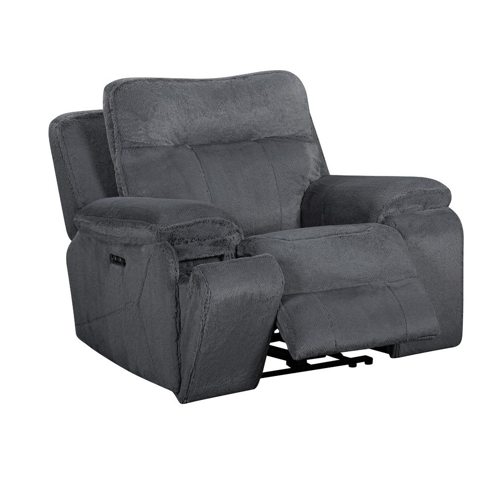 Ted Power Recliner Chair | USB & Cupholders | Cloud Gray Polyester