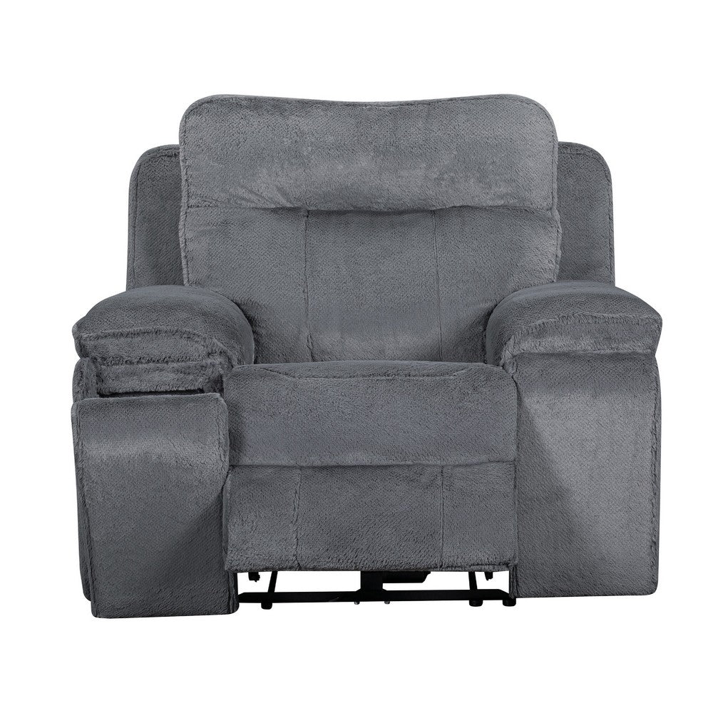 Ted Power Recliner Chair | USB & Cupholders | Cloud Gray Polyester