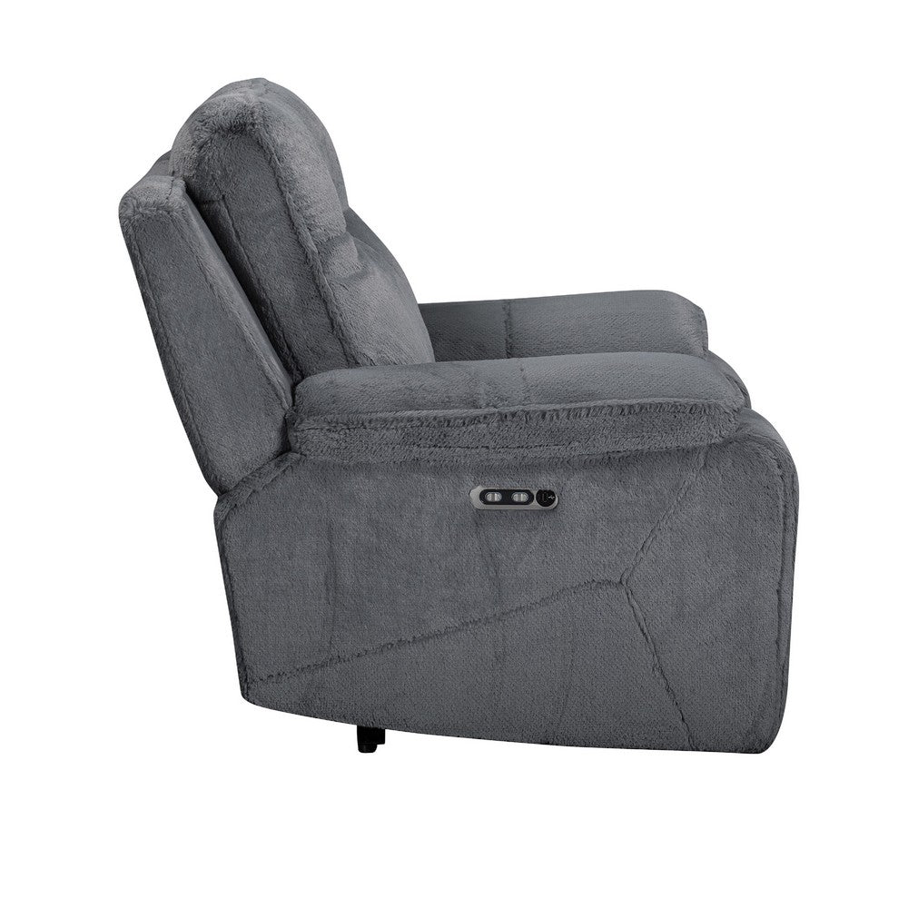 Ted Power Recliner Chair | USB & Cupholders | Cloud Gray Polyester