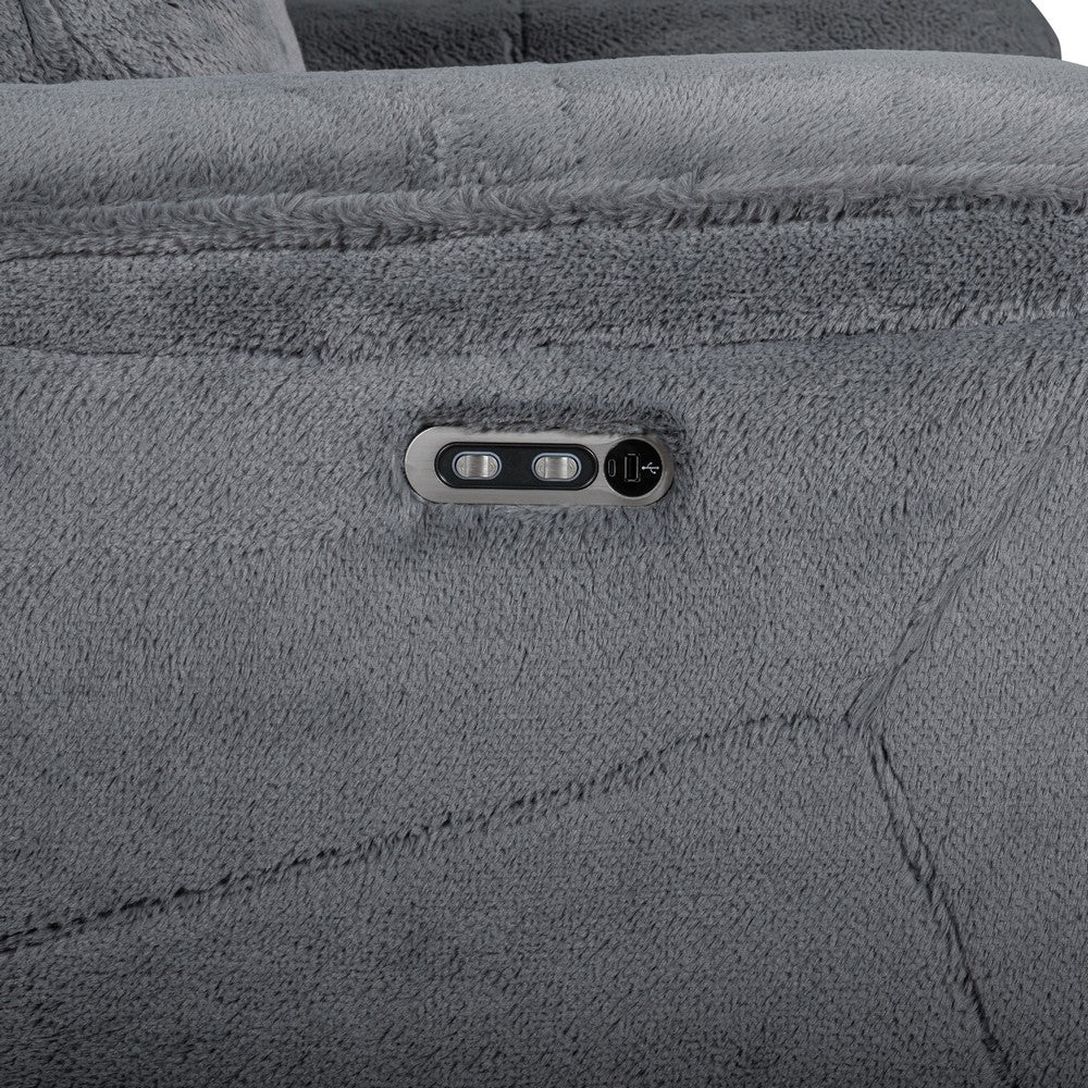 Ted Power Recliner Chair | USB & Cupholders | Cloud Gray Polyester