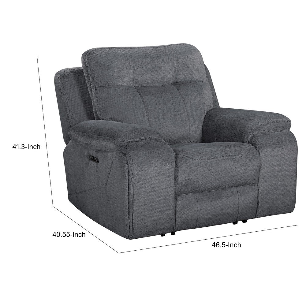 Ted Power Recliner Chair | USB & Cupholders | Cloud Gray Polyester