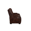 Choi Power Recliner Loveseat | Storage Arms & Console | Brown Faux Leather