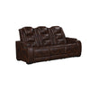 Choi Power Recliner Sofa | Storage Arms | Drop Down Table | Brown Faux Leather