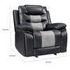 Asher Manual Glider Recliner w Cupholders | Black & Gray Faux Leather