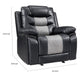 Asher Manual Glider Recliner w Cupholders | Black & Gray Faux Leather
