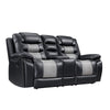 Asher Lovseat w Dual Manual Recliners | Console | Cupholders | Black & Gray