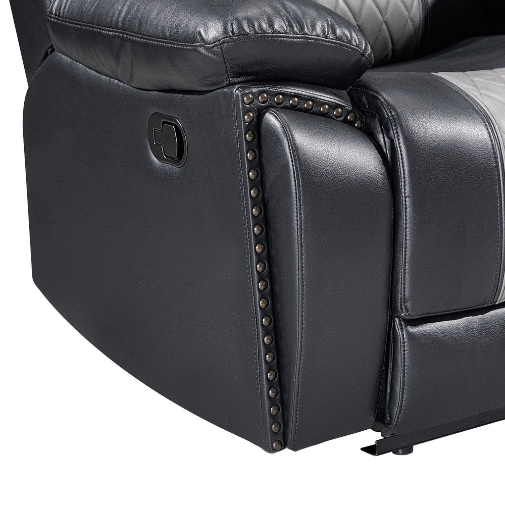 Asher Lovseat w Dual Manual Recliners | Console | Cupholders | Black & Gray